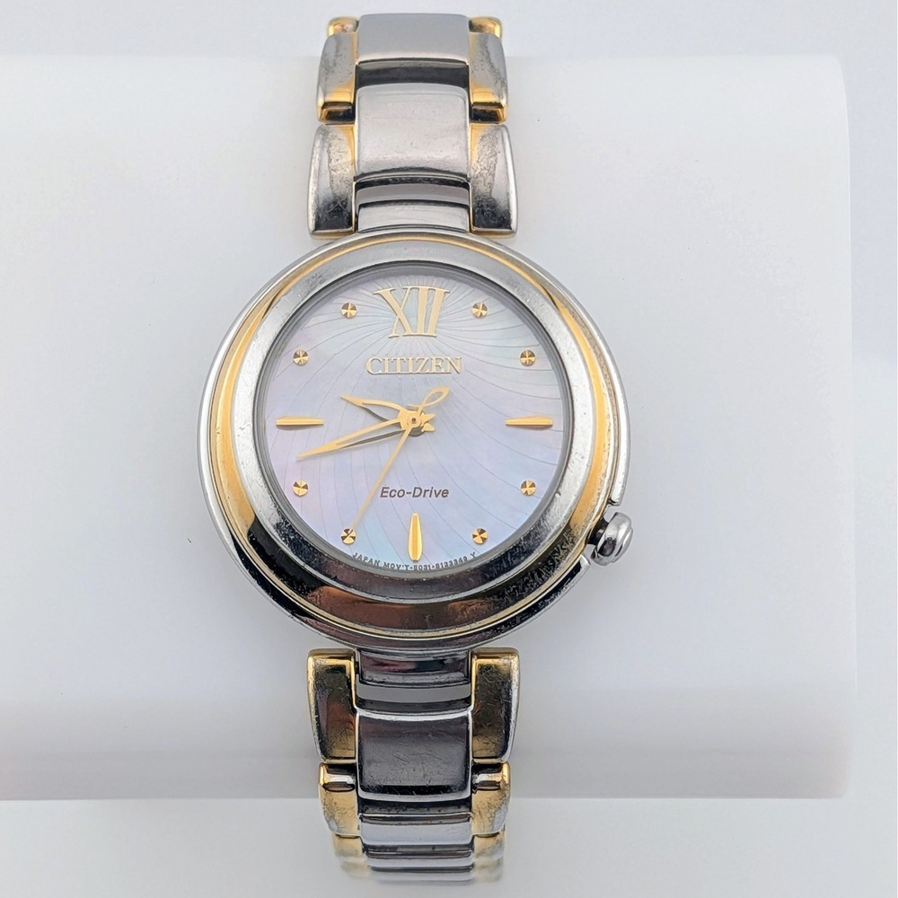 Citizen L Sunrise Eco-Drive E031-S093279 Women's Watch MOP Sapphire Two Tone 7"